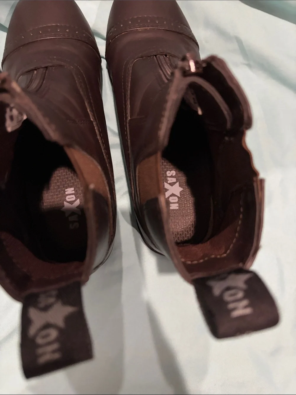 Saxon  Kids Dark Brown Zip-Front Ankle Boots